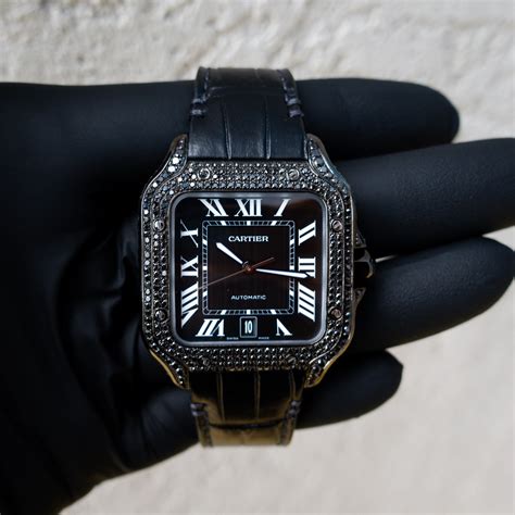 black face cartier watch|black diamond cartier watch.